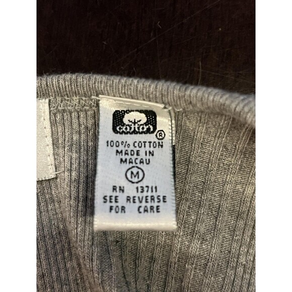 Bravo Tank Top Womens Medium Gray Ribbed Cropped 100% Cotton Shirt Casual - Picture 6 of 7